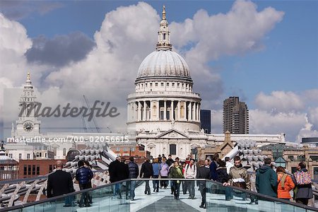 Millenium Bridge and St Paul's Cathedral, London, England