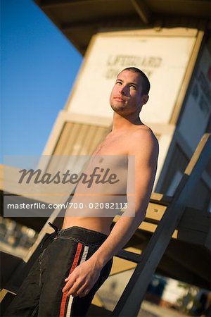 Lifeguard on Beach, Newport Beach, California, USA