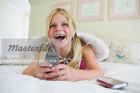 Young Girl Listening to Music