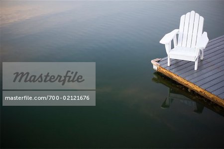 Adirondack Chair on Dock, Stinson Beach, California, USA