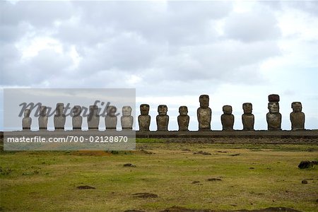 Moai, Ahu Tongariki, Tongariki Beach, Easter Island, Chile