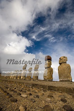 Moai, Ahu Tongariki, Tongariki Beach, Easter Island, Chile