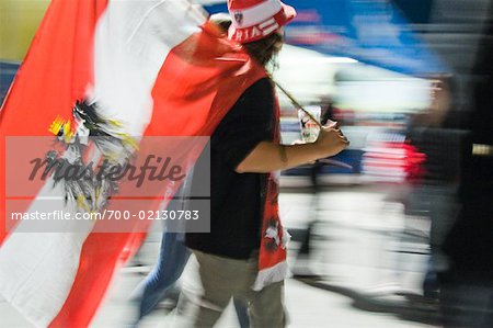 Fan de Football européennes transportant autrichien drapeau, Euro 2008, Salzbourg, Autriche