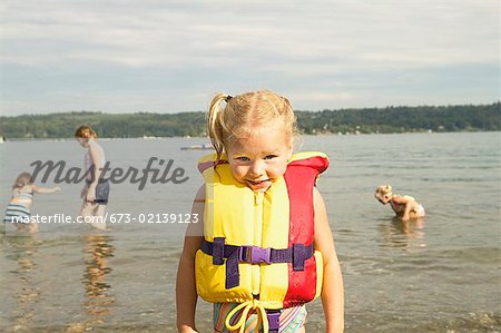 Portrait of little girl at the beach