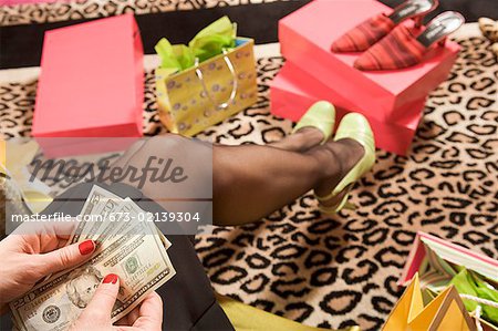 Woman purchasing new shoes