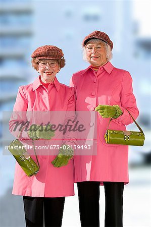 Senior women dressed alike