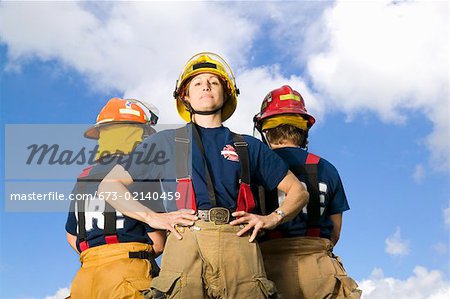 Portrait of female firefighters outside