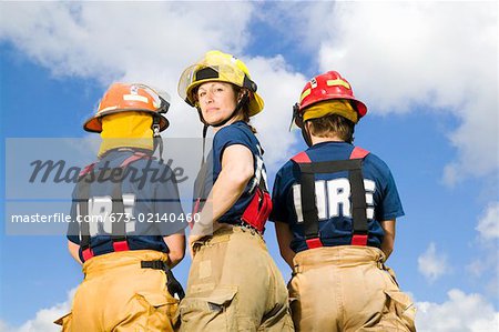 Portrait of female firefighters outdoors