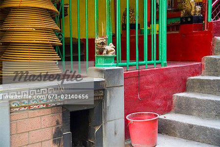 Stairs to side street Hong Kong temple