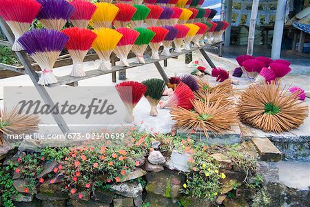 Bundles of incense outside Vietnamese factory