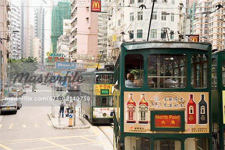 Trams and tall buildings in Hong Kong