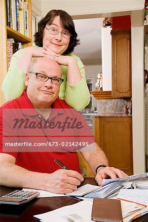 Couple paying bills