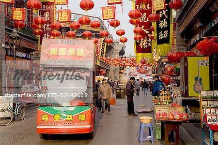 Chinese Lunar New Year decorations in market, Tianjin, China