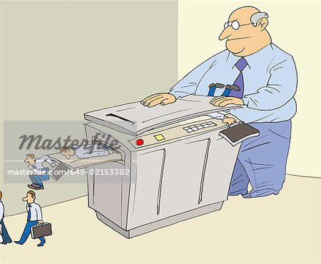 Businessman photocopying businessman