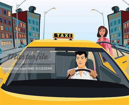 Femme en taxi