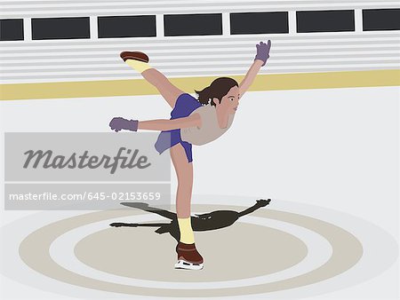Vue latérale d'une jeune femme patinage