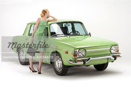 Woman Leaning on 1971 Renault 10