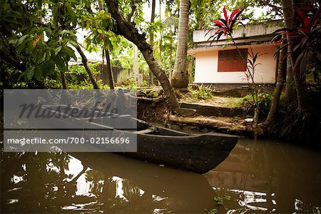 Wooden Canoe on Water, Kochi, Kerala, India