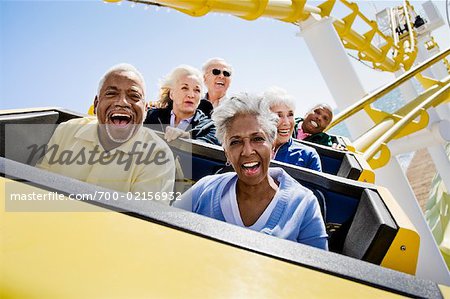 People on Roller Coaster, Santa Monica, California, USA