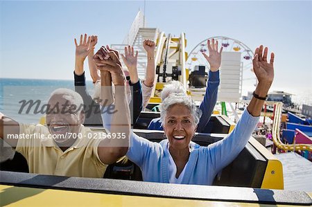 People on Roller Coaster, Santa Monica, California, USA