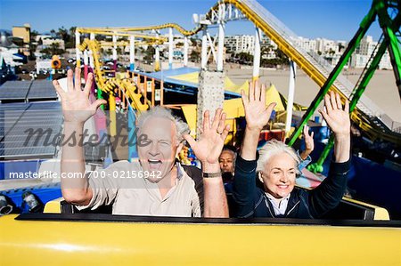 People on Roller Coaster, Santa Monica, California, USA