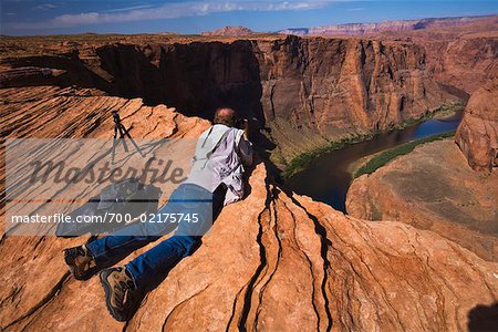 Mann fotografieren Horseshoe Bend, Arizona, USA