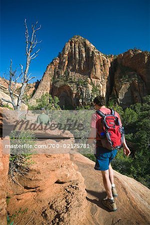 Hiking in Zion National Park, Utah, USA Hiking in Zion National Park, Utah, USA