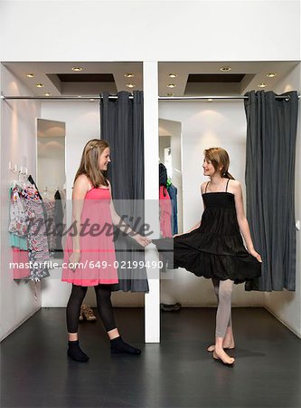 Two girls in dressing room