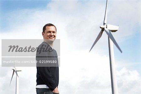 Mann am Windpark