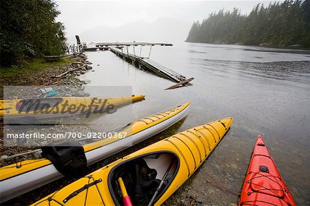 Kayaks de mer, Nootka Sound, en Colombie-Britannique, Canada