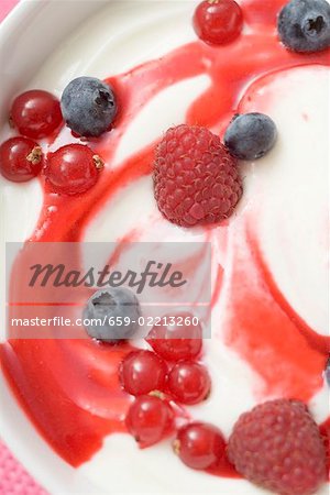 Yoghurt with fresh berries (close up)
