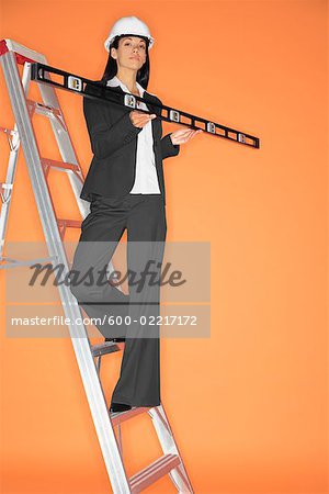 Businesswoman on Ladder