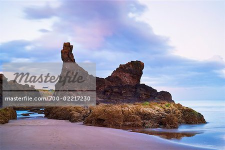 Rock Foramtion on Beach at Dusk, St Cyrus National Nature Reserve, Montrose Bay, Scotland