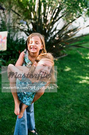 Girls in Backyard, Costa Mesa, California, USA