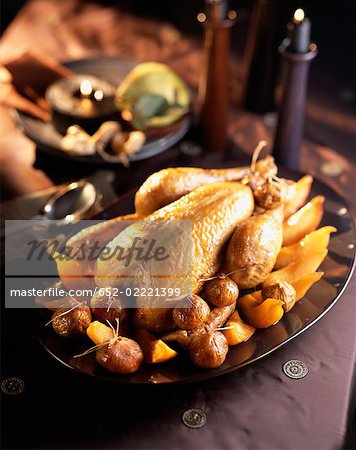 Turkey with chestnuts and peaches