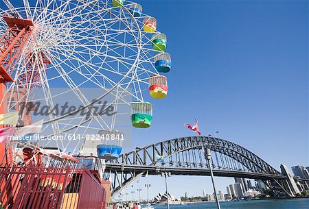 Ein Riesenrad und Sydney Hafen-Brücke