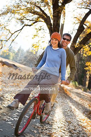 Couple Cycling Together, Yosemite National Park, California, USA