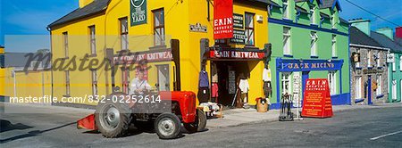 Tractor in front of a building, Sneem, County Kerry, Republic Of Ireland