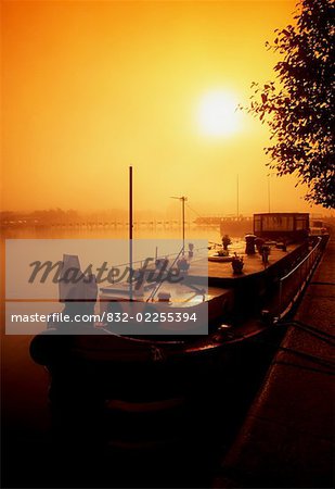 River Shannon, Athlone, County Westmeath, Ireland; Canal barge