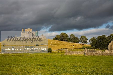 Rocher de Cashel, Cashel, comté de Tipperary, Irlande ; Château sur la colline et l'abbaye de ruines