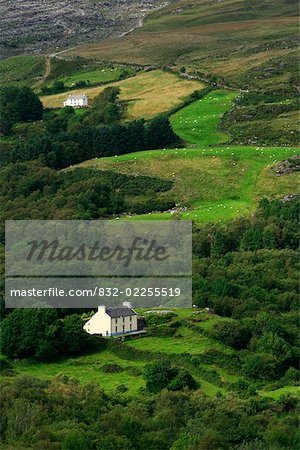 Glengariff, comté de Cork, en Irlande ; Antenne de terres côtières