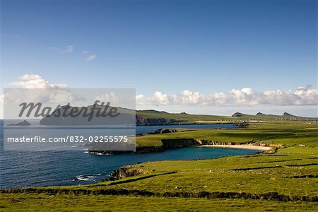 Clogher Beach, County Kerry, Ireland; Seascape with mountain range in background