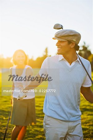 Couple Playing Golf, Salem, Oregon, USA