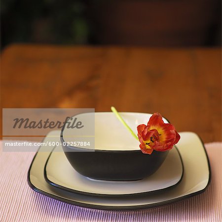 Place Setting on Wooden Table