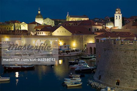 Dubrovnik old town at dusk