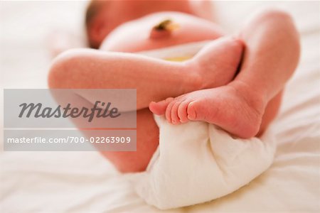 Close-up of Newborn Baby Girl's Legs