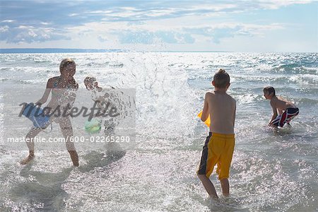 Kids Playing on the Beach, Elmvale, Ontario, Canada