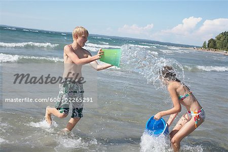 Kids Playing on the Beach, Elmvale, Ontario, Canada