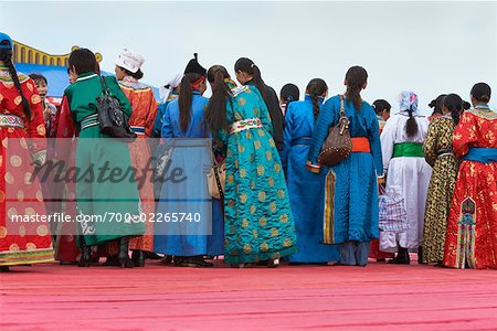 Women Competing in Costume Contest at the Naadam Festival, Xiwuzhumuqinqi, Inner Mongolia, China