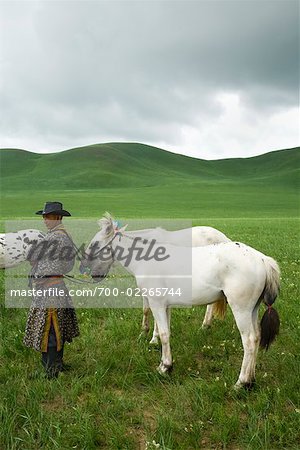 Man With Horses at the Naadam Festival Horse Race, Xiwuzhumuqinqi, Inner Mongolia, China